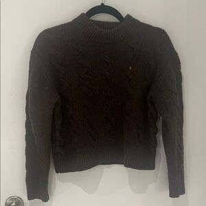 Ralph Lauren cropped Brown Cable Knit Sweater